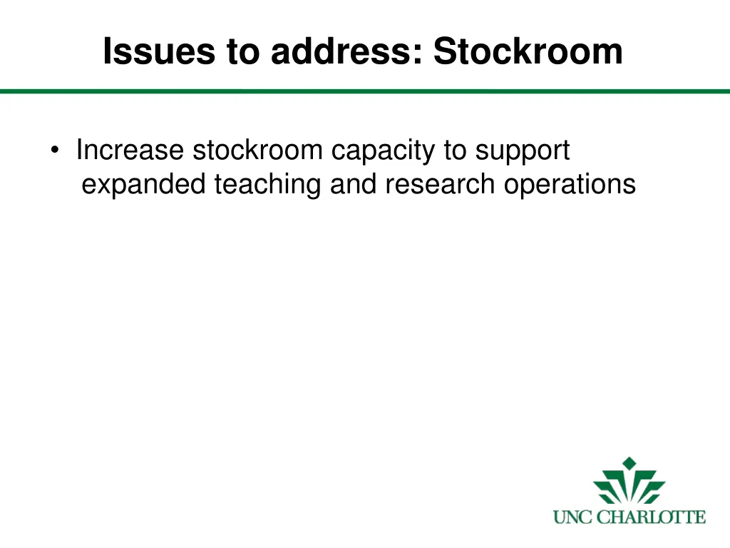 issues to address stockroom