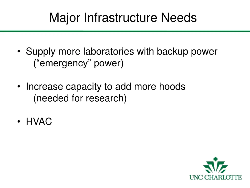 major infrastructure needs