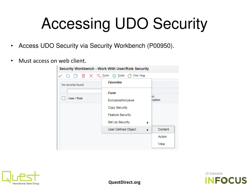 accessing udo security
