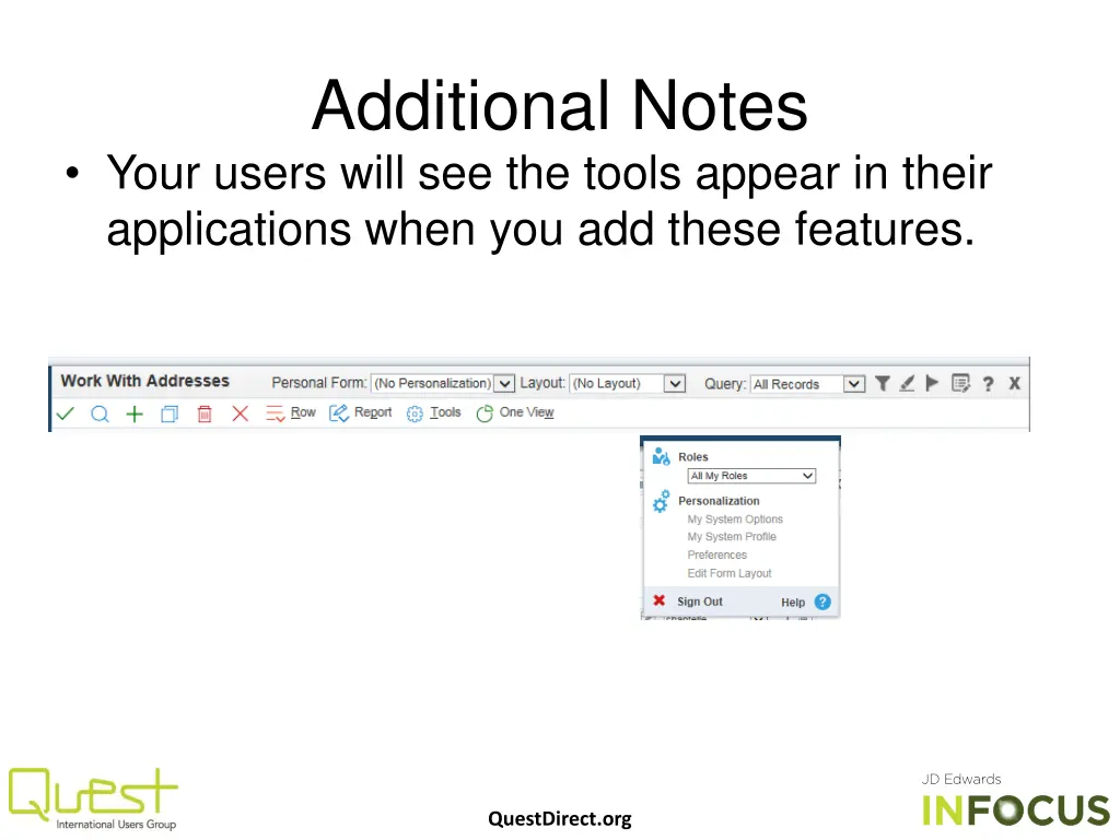 additional notes your users will see the tools