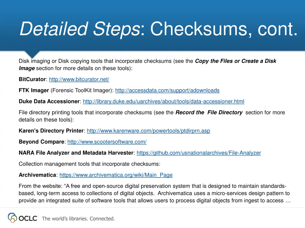 detailed steps checksums cont