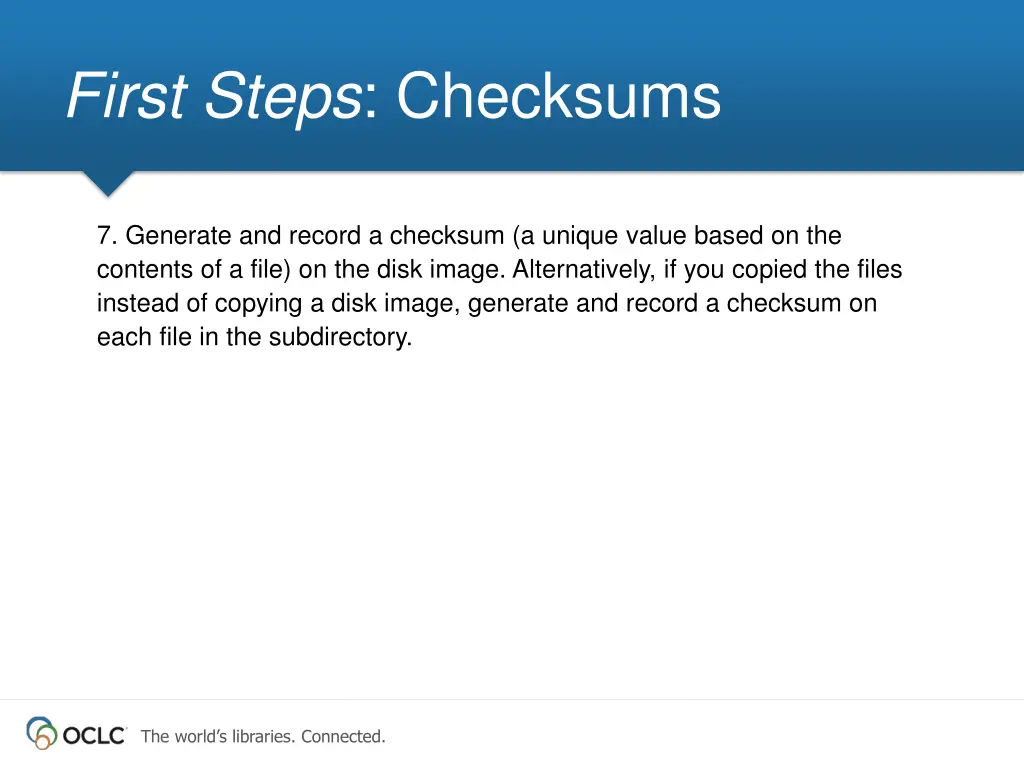 first steps checksums