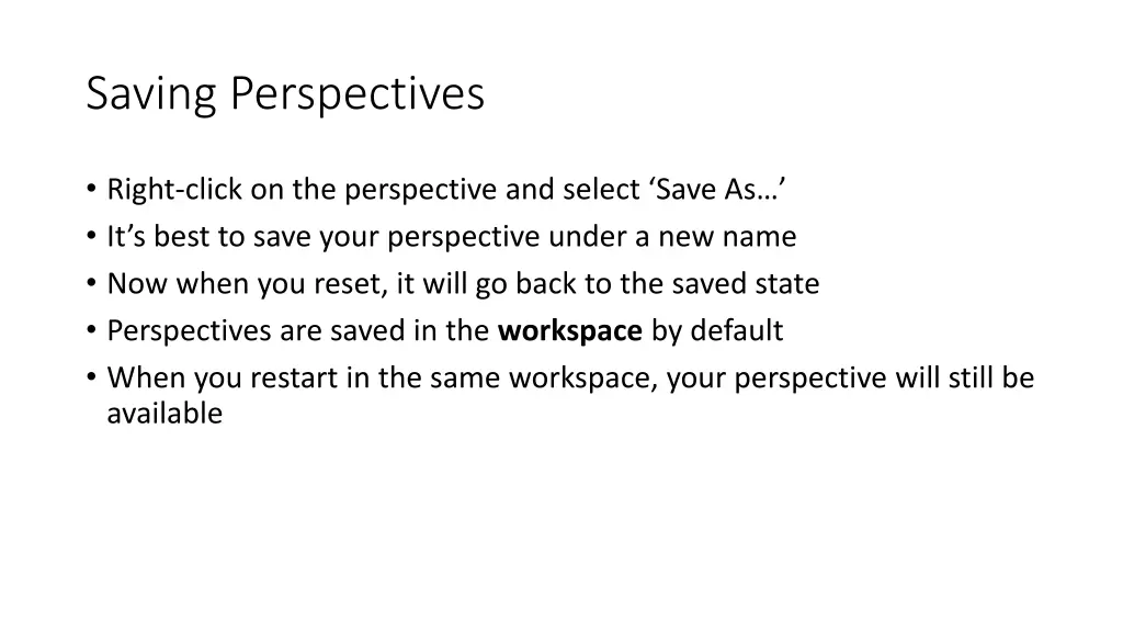 saving perspectives