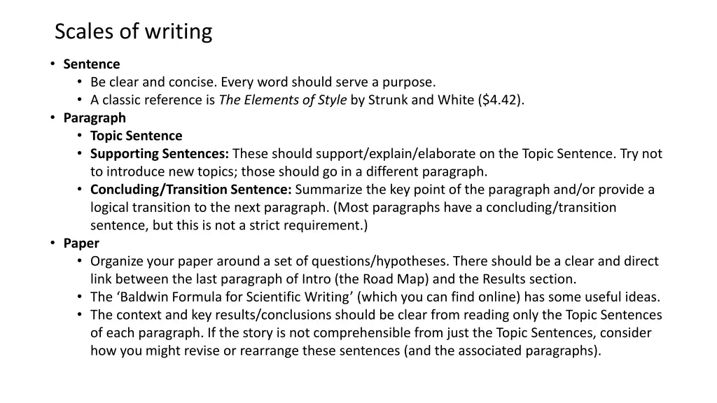 scales of writing