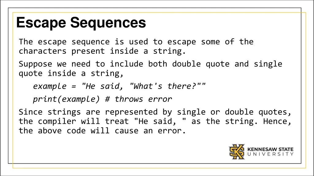 escape sequences