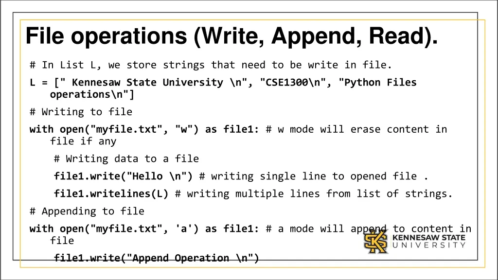 file operations write append read