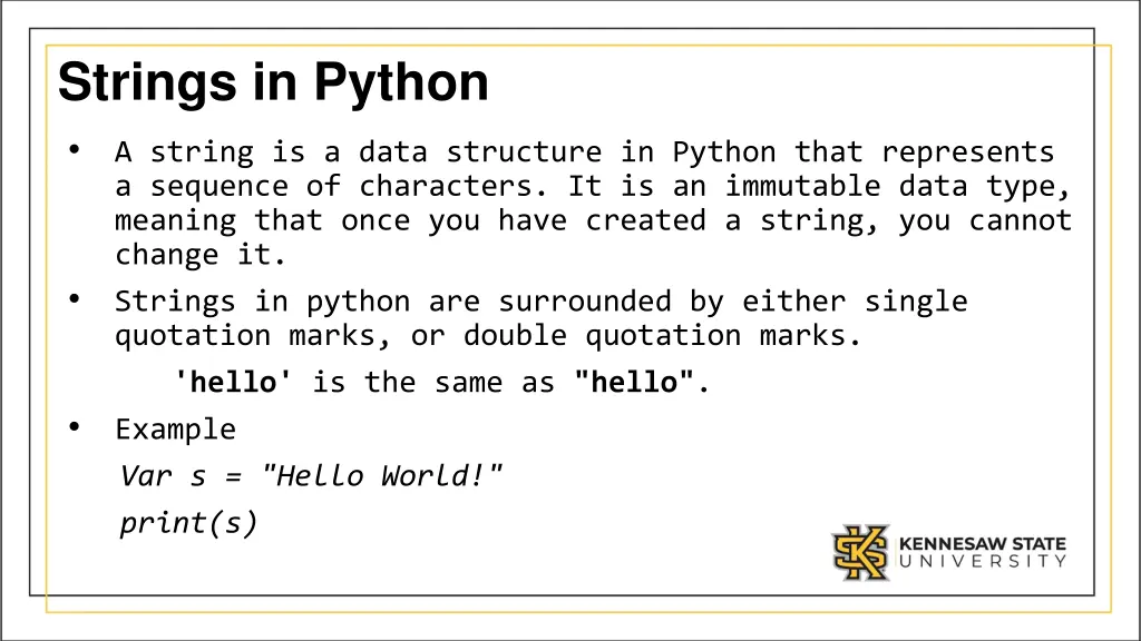 strings in python a string is a data structure
