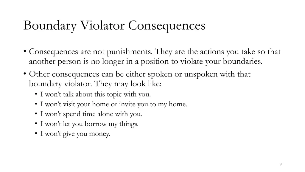 boundary violator consequences