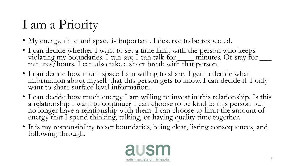i am a priority my energy time and space
