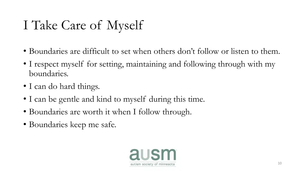 i take care of myself