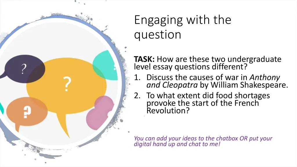 engaging with the question