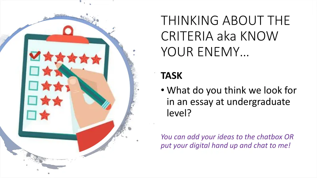 thinking about the criteria aka know your enemy