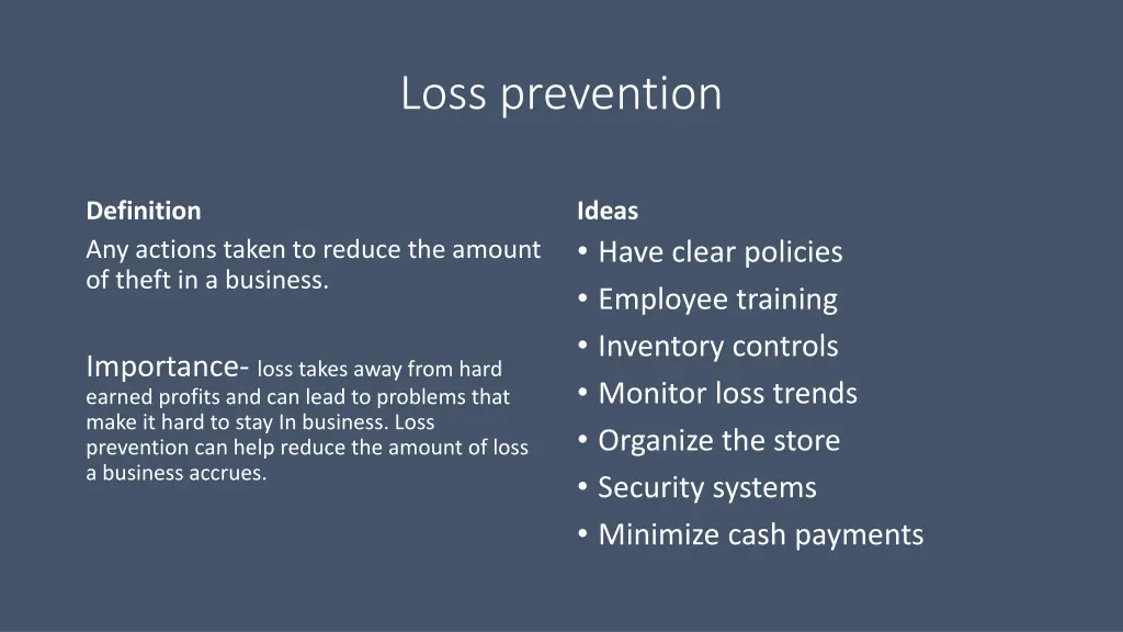 loss prevention