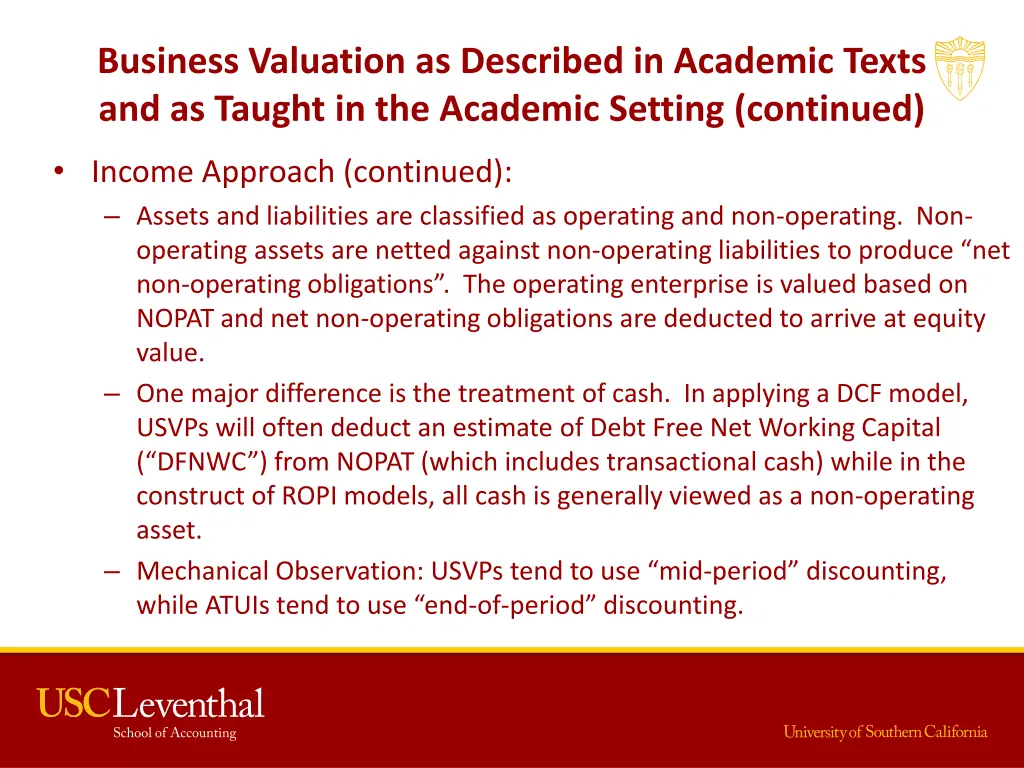 business valuation as described in academic texts 2