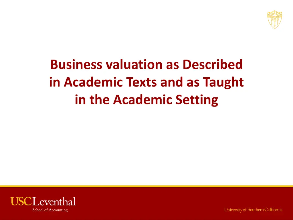 business valuation as described in academic texts