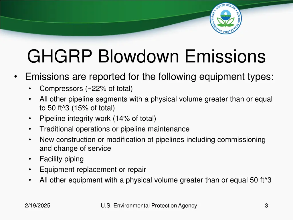 ghgrp blowdown emissions emissions are reported