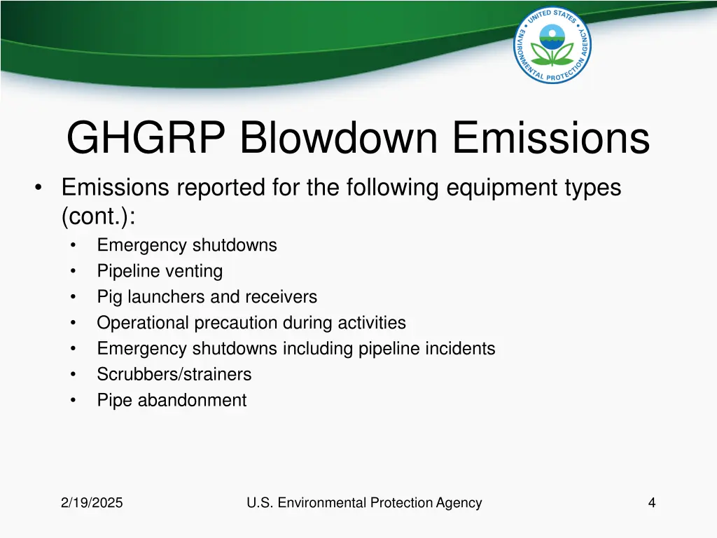 ghgrp blowdown emissions emissions reported