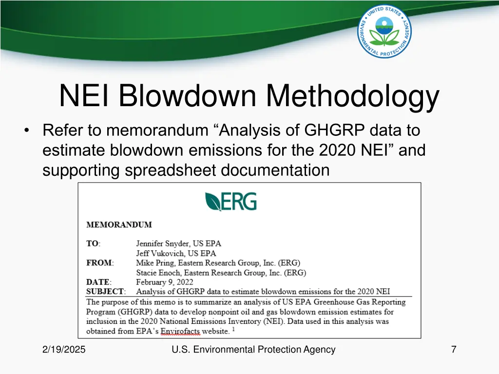 nei blowdown methodology refer to memorandum