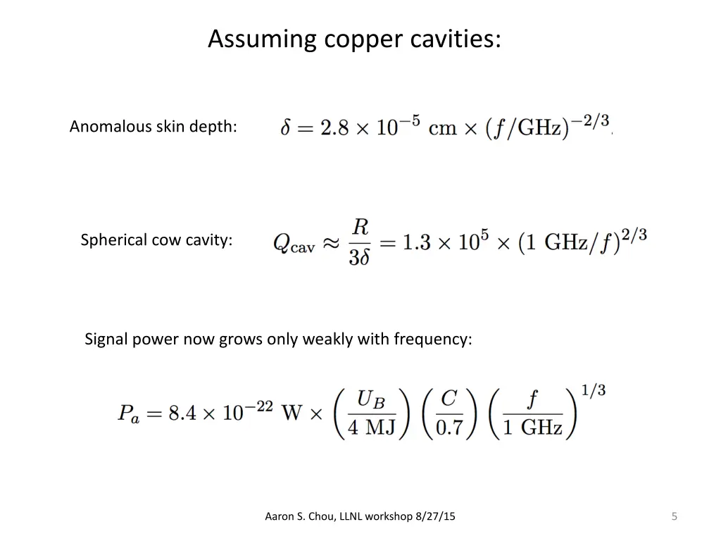 assuming copper cavities