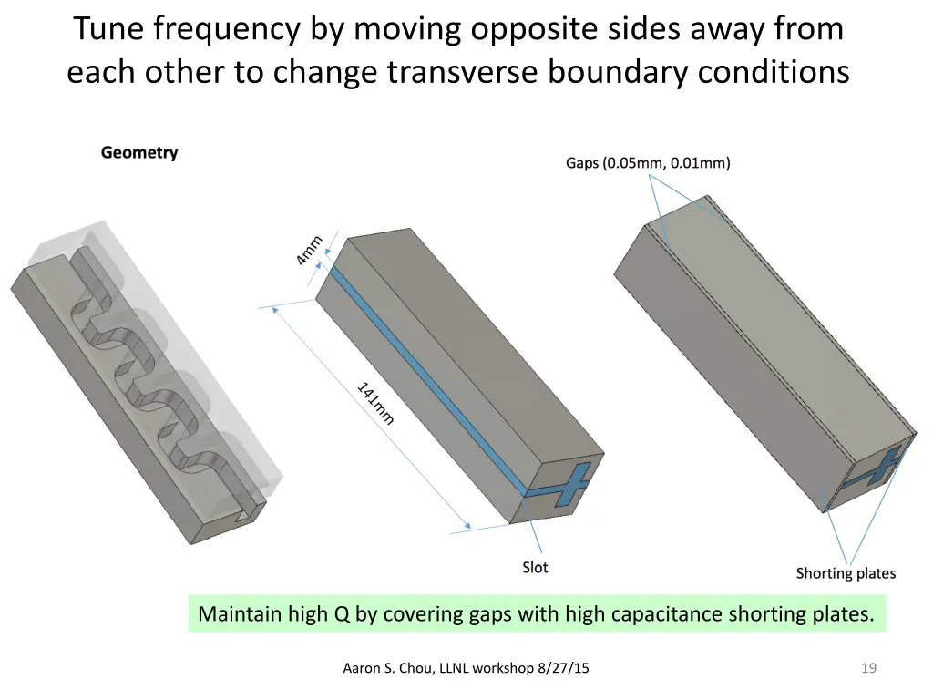 tune frequency by moving opposite sides away from