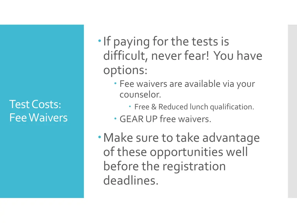if paying for the tests is difficult never fear