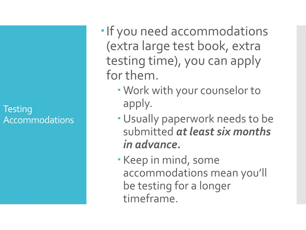 if you need accommodations extra large test book