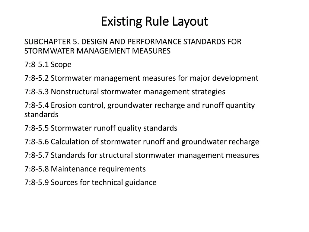 existing rule layout existing rule layout