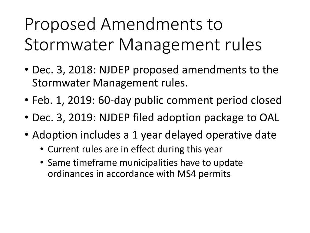 proposed amendments to stormwater management rules