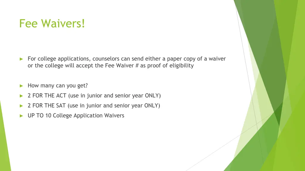 fee waivers 1