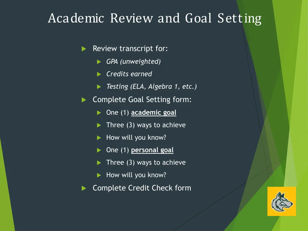 academic review and goal setting