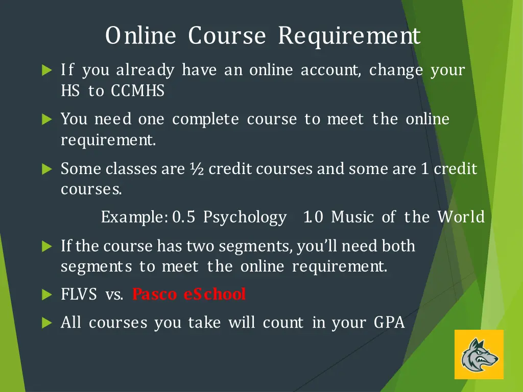 online course requirement