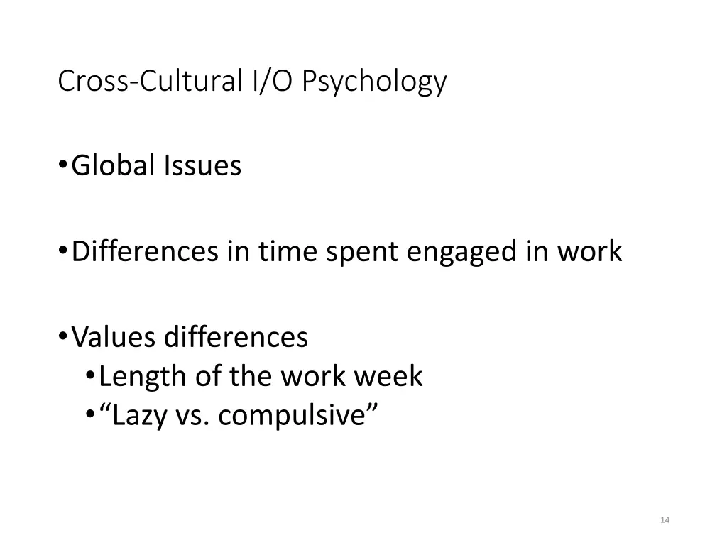 cross cultural i o psychology