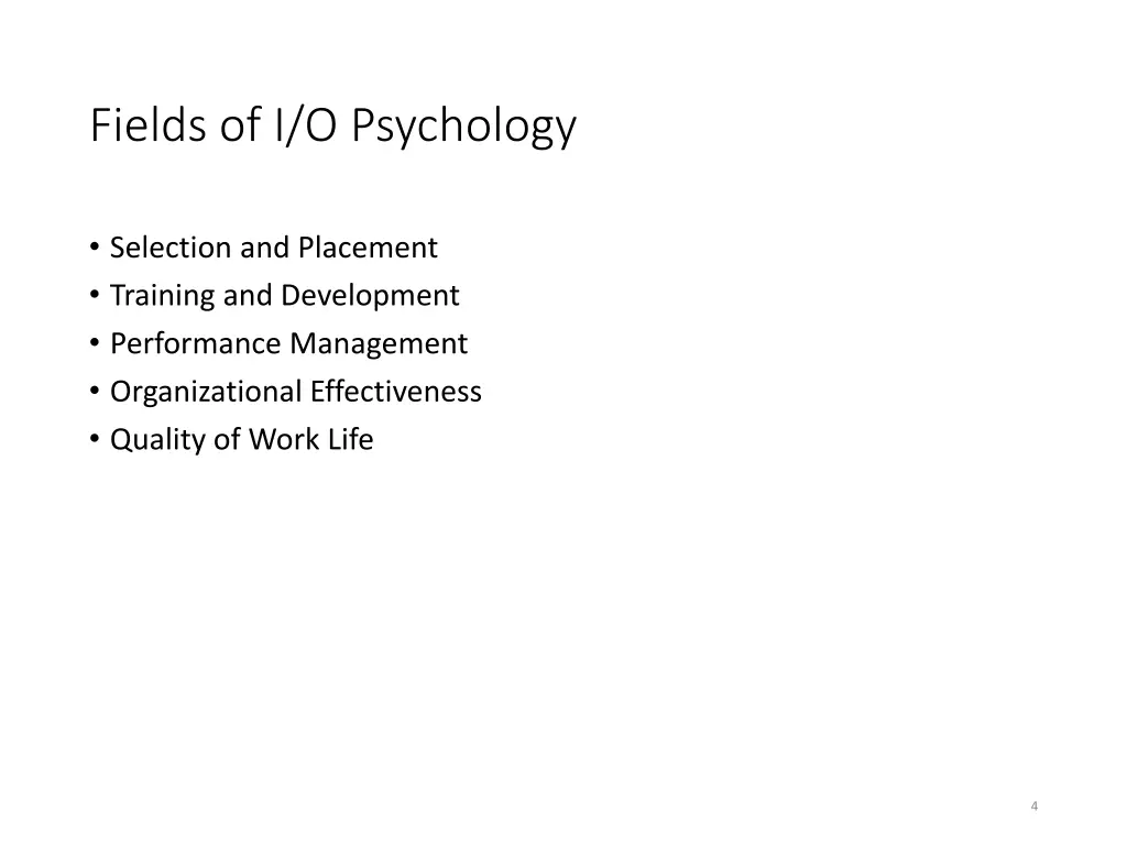 fields of i o psychology