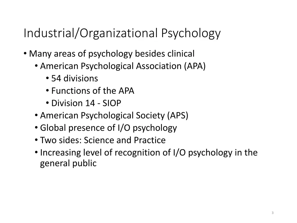 industrial organizational psychology