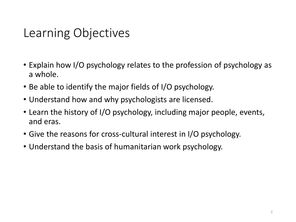 learning objectives