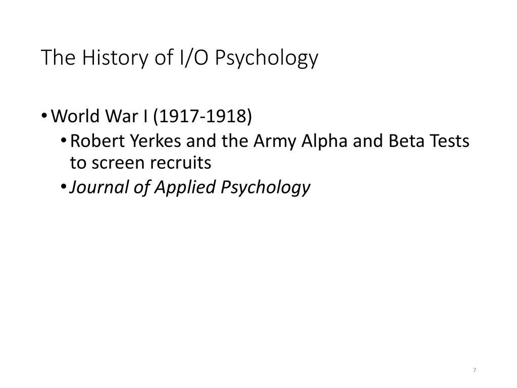 the history of i o psychology 1