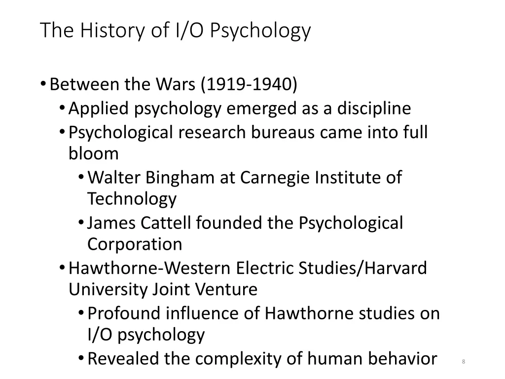 the history of i o psychology 2