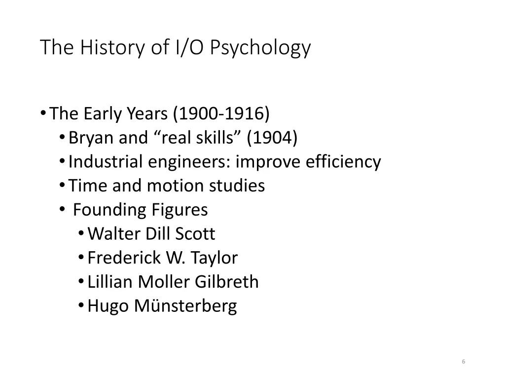 the history of i o psychology