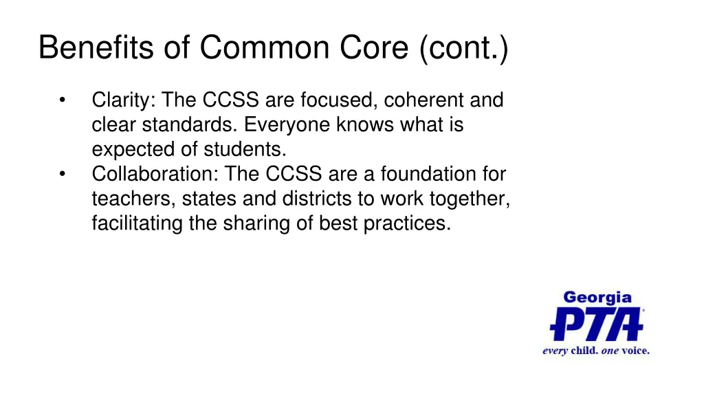 benefits of common core cont