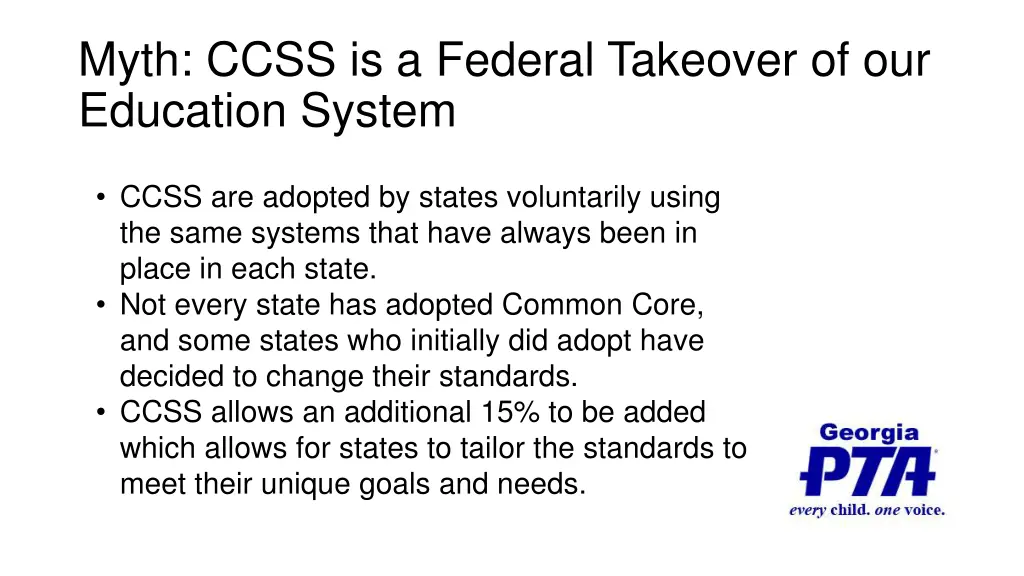 myth ccss is a federal takeover of our education