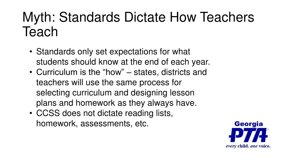 myth standards dictate how teachers teach