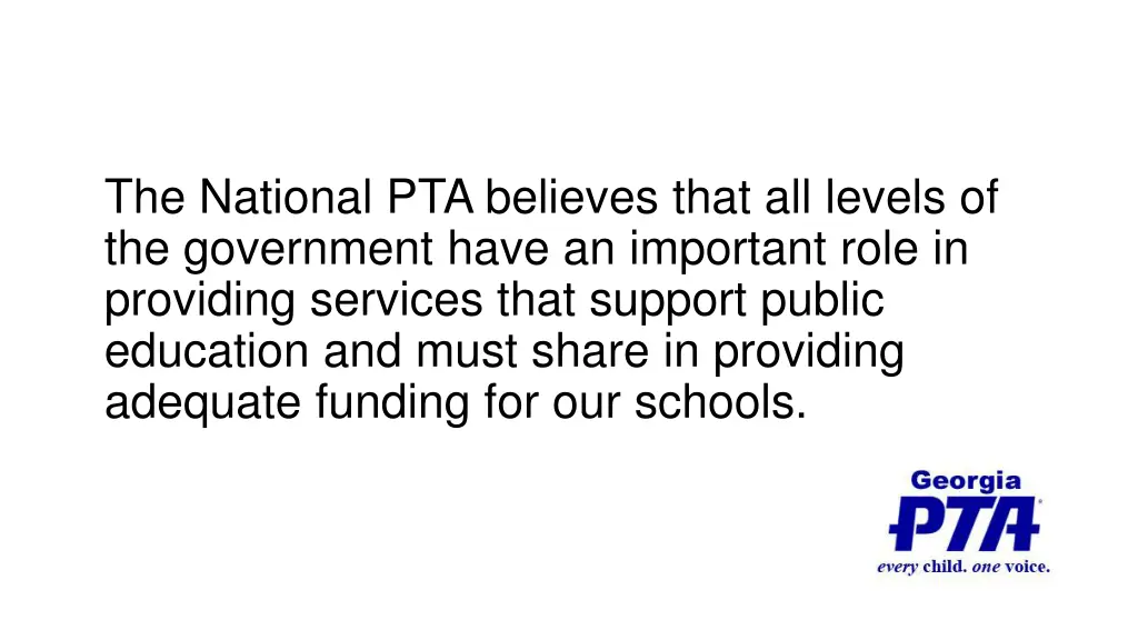 the national pta believes that all levels