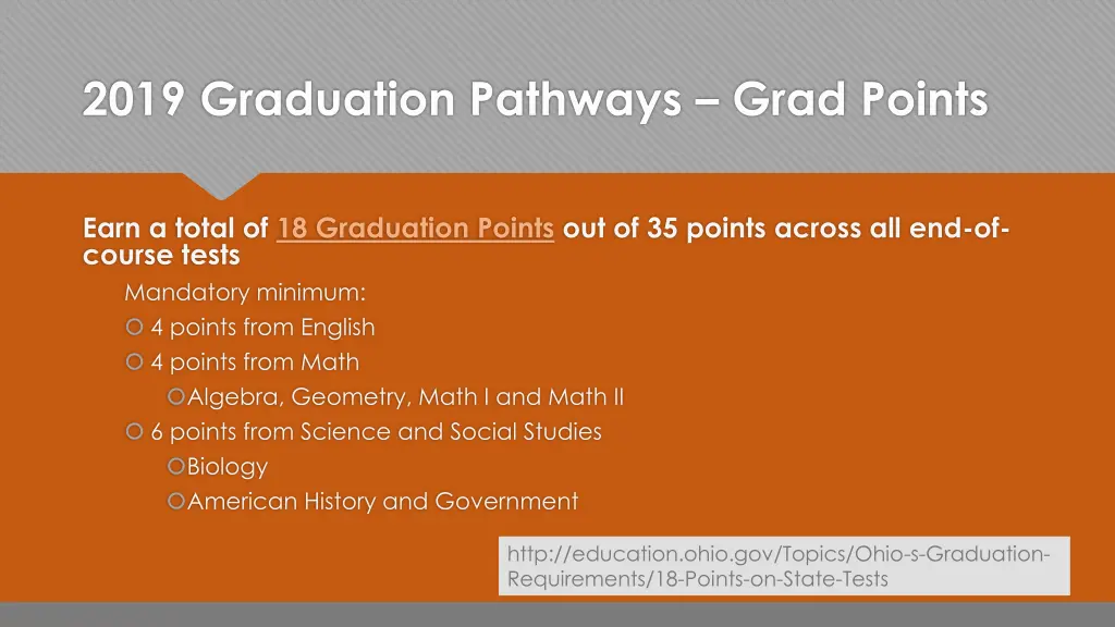 2019 graduation pathways grad points