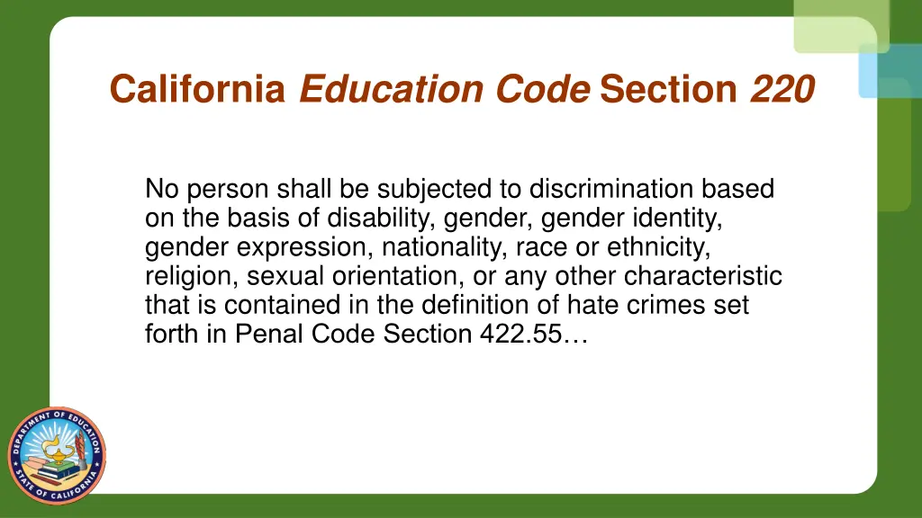 california education code section 220