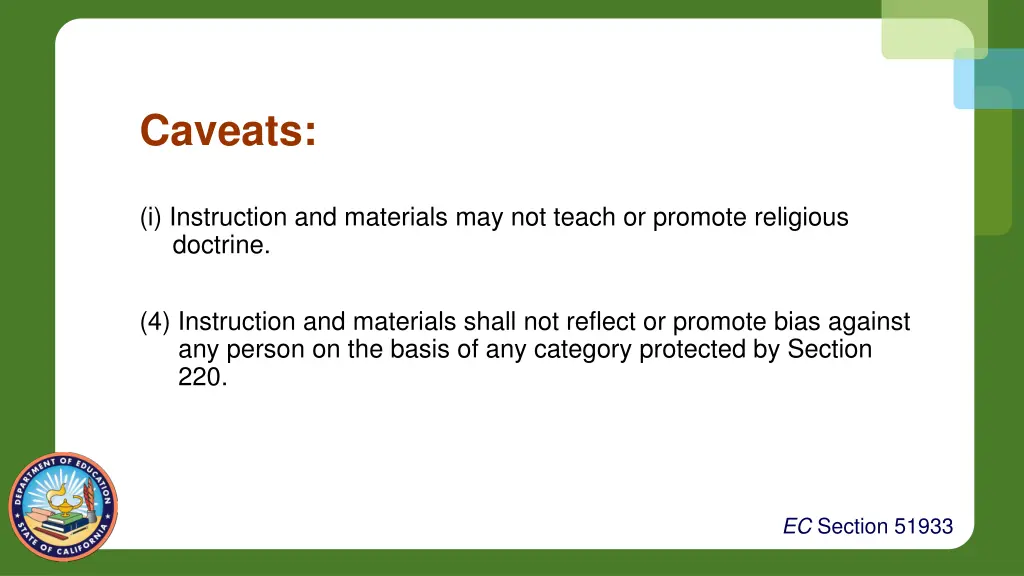 caveats