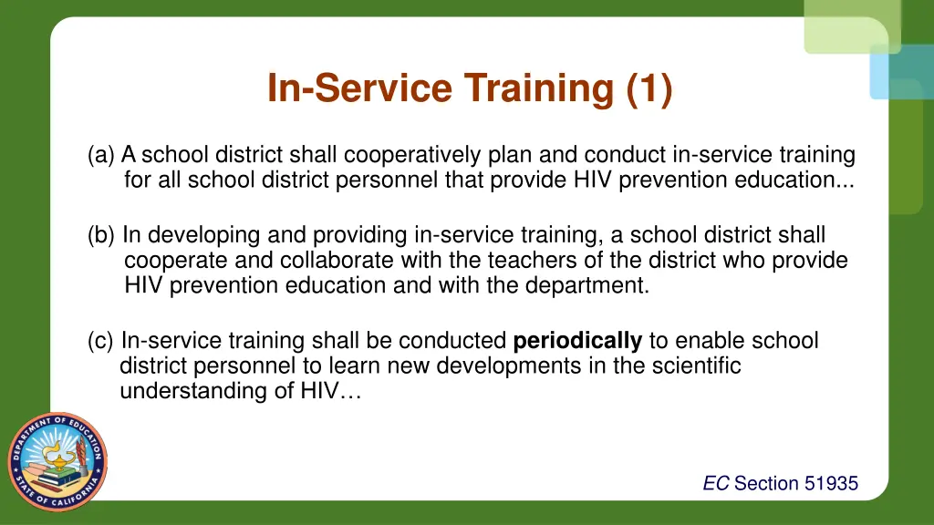 in service training 1