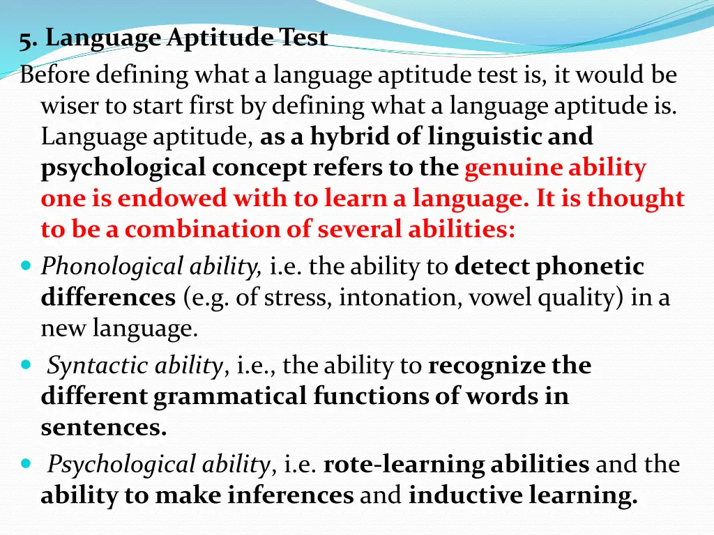 5 language aptitude test before defining what