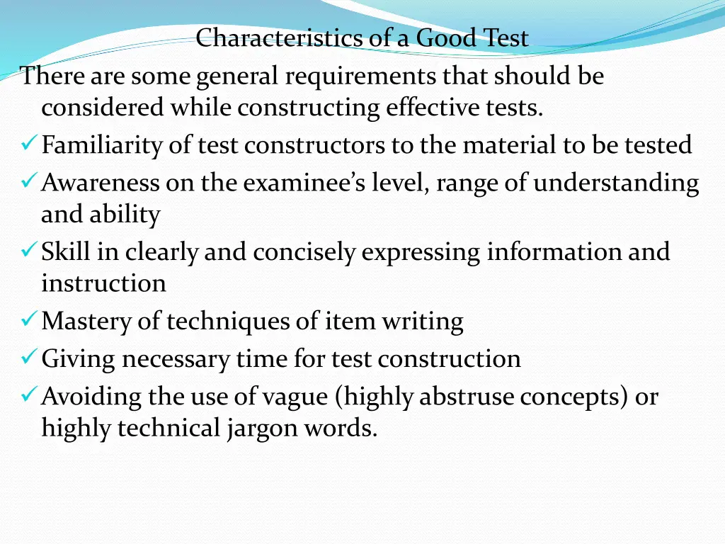 characteristics of a good test