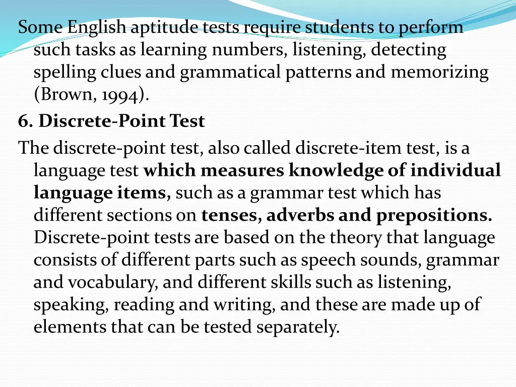 some english aptitude tests require students
