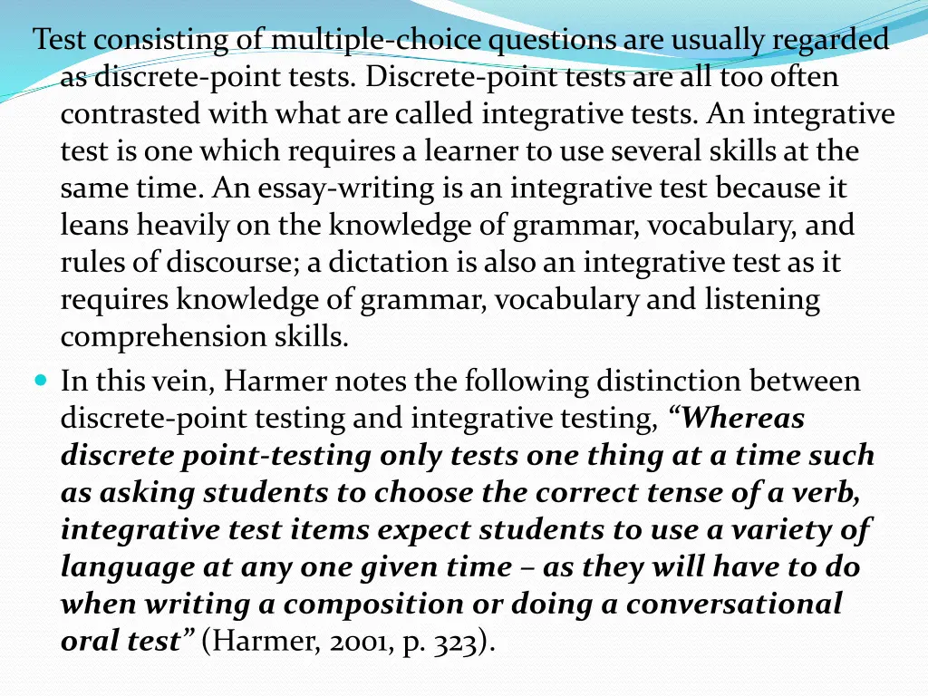 test consisting of multiple choice questions